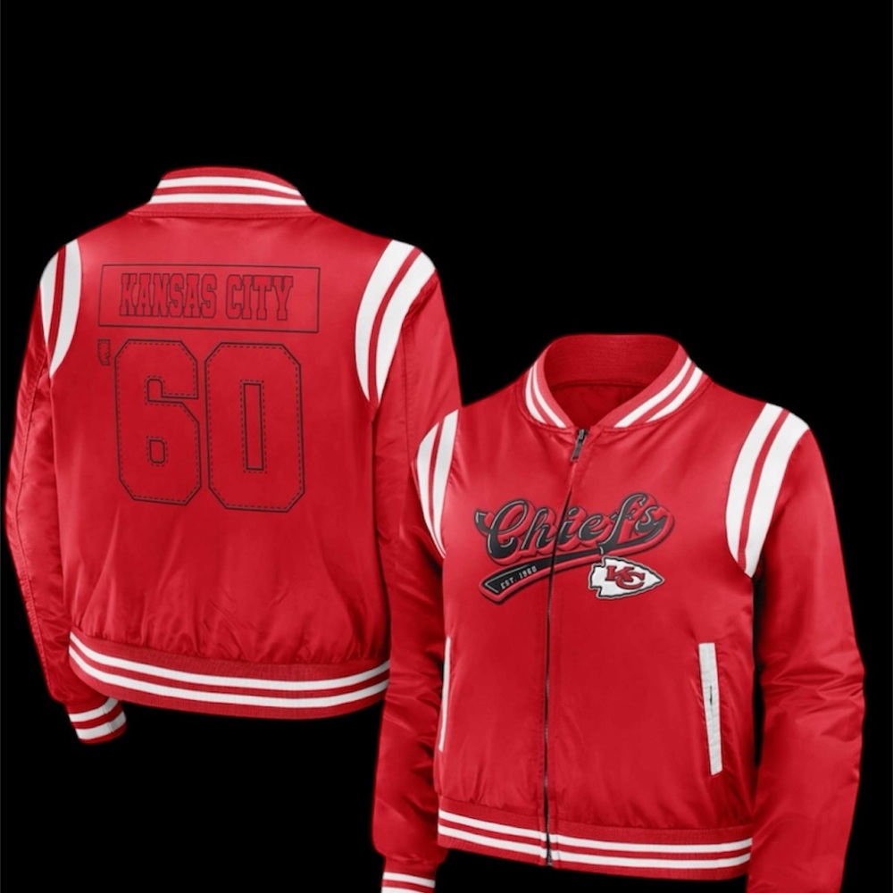 Women's Red Kansas City Chiefs Satin Varsity Jacket